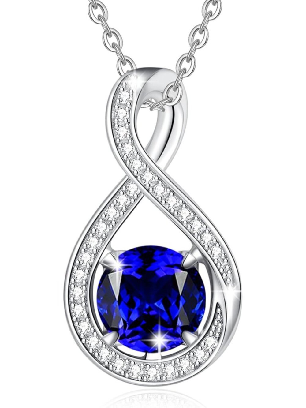 Sterling Silver Infinity Birthstone Necklace for Women - Elegant Gift Idea